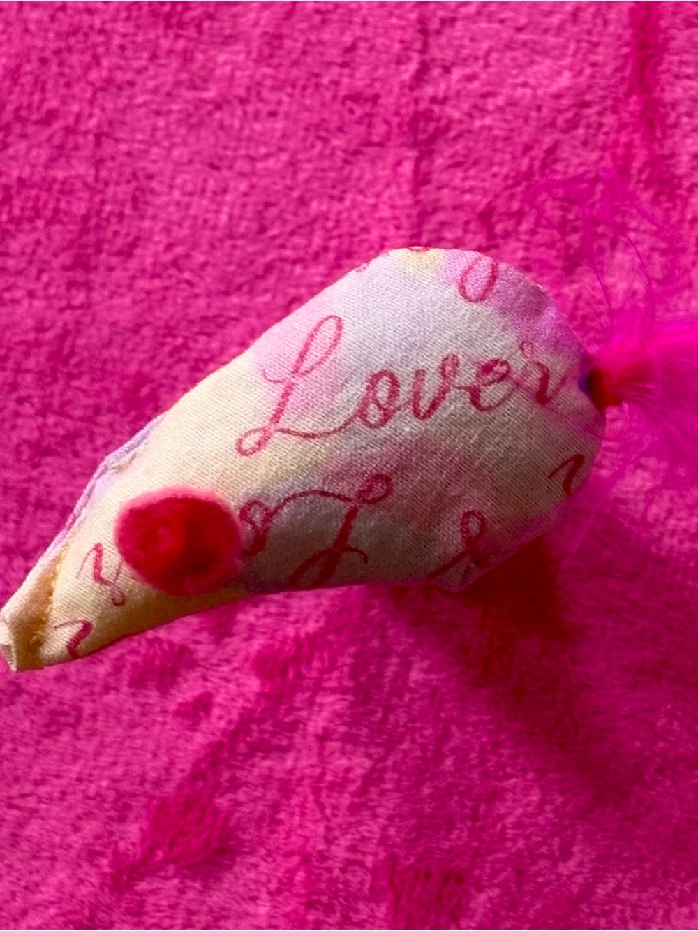 Pink 'Lover' mouse Plush Cat Toy with Feather Taylor Swift inspired album catnip